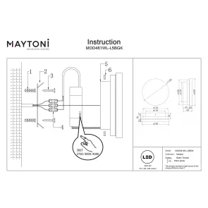 Stenska svetilka Maytoni MOD461WL-L5BGK črna