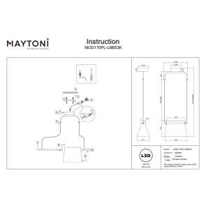 Pendant Light Maytoni MOD170PL-L8BS3K LED 3000K Copper
