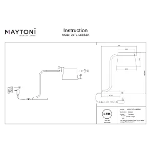 Namizna svetilka Maytoni MOD170TL-L8BS3K LED 3000K bakrena