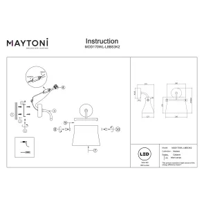 Stenska svetilka Maytoni MOD170WL-L8BS3K2 LED 3000K bakrena
