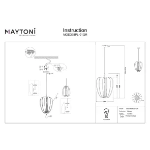 Viseča svetilka Maytoni MOD398PL-01GR moderna črna