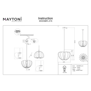 Pendant Light Maytoni MOD398PL-01S Black Contemporary