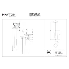 Viseča svetilka Maytoni MOD132PL-L18BK črna kristalna