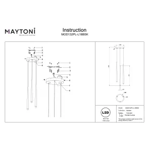 Viseča svetilka Maytoni MOD132PL-L18BSK bakrena kristalna