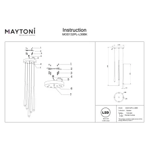 Pendant Light Maytoni MOD132PL-L30BK Black Crystal Design