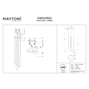 Pendant Light Maytoni MOD132PL-L30BSK Brass Crystal Design
