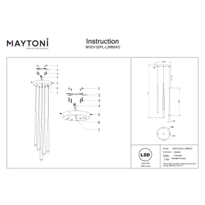 Pendant Light Maytoni MOD132PL-L36BSK2 Brass Crystal 4000K Modern