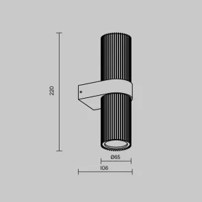 Wall Light MOD326WL-02B Black Cylinder Up Down LED