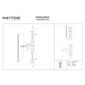 Wall Light MOD326WL-02B Black Cylinder Up Down LED