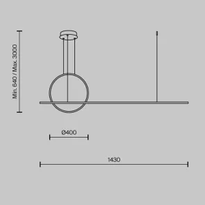 Pendant Light MOD247PL-L49BSK LED | Linear with Ring