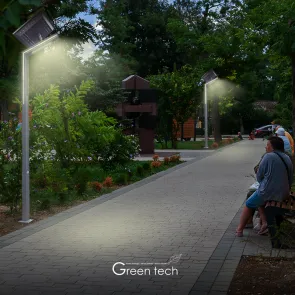 GREEN TECH LED SOLAR ulična svjetiljka Green Tech s stolpom 30W, 3000K + 3000K, 3.3m - GT-UL129S-30W