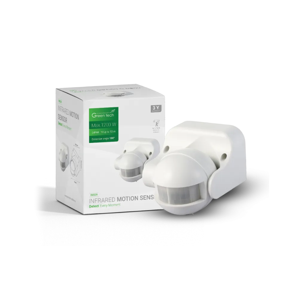 GREEN TECH Infracrveni nadgradni senzor gibanja Green Tech IMS09, IP44, 180°