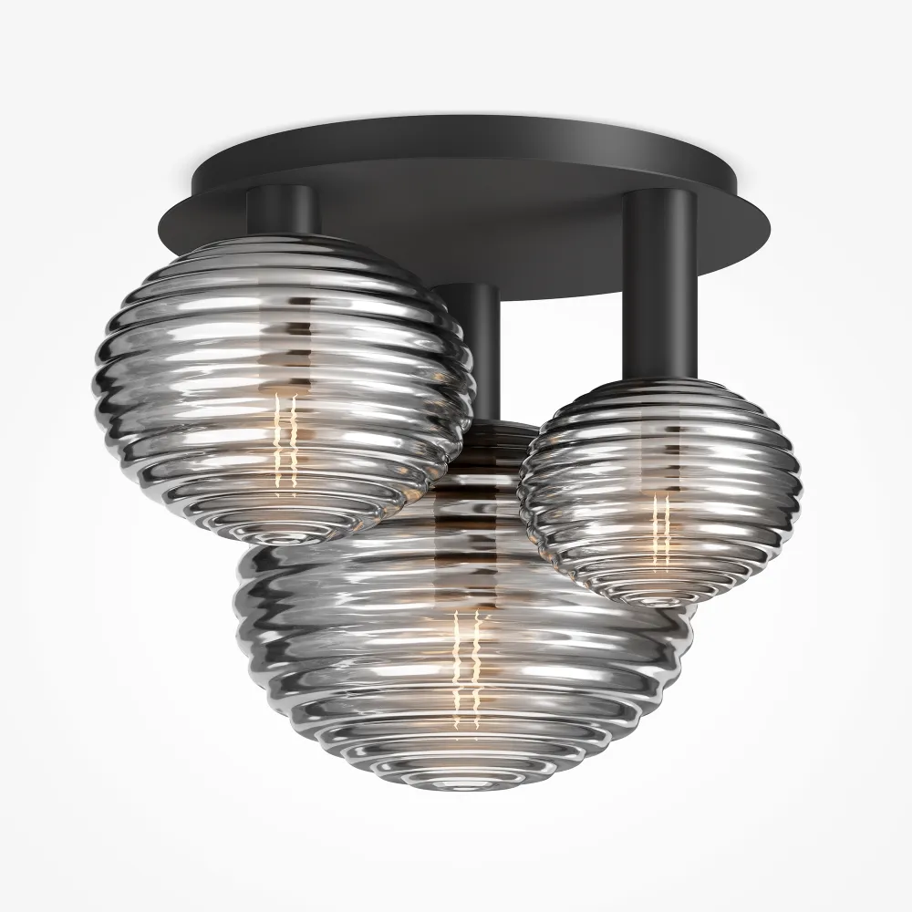 Lestenec MOD268CL-03B | Moderna črna steklena stropna svetilka