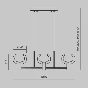 Chandelier Gold MOD411PL-03G | Modern 3-Globe Chandelier