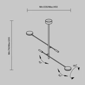 Lestenec MOD070CL-L15B3K1 črn LED 3000K | Moderna stropna svetilka