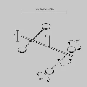 Lestenec MOD070CL-L30B3K črna LED 3000K | Moderna stropna svetilka