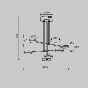Chandelier MOD070PL-L38B3K Black LED 3000K | Modern Chandelier