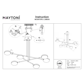 Chandelier MOD070PL-L38B3K Black LED 3000K | Modern Chandelier