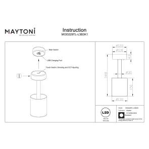 Prenosna LED svetilka Maytoni AI Collaboration | Polnilna namizna svetilka MOD229TL-L3B3K1