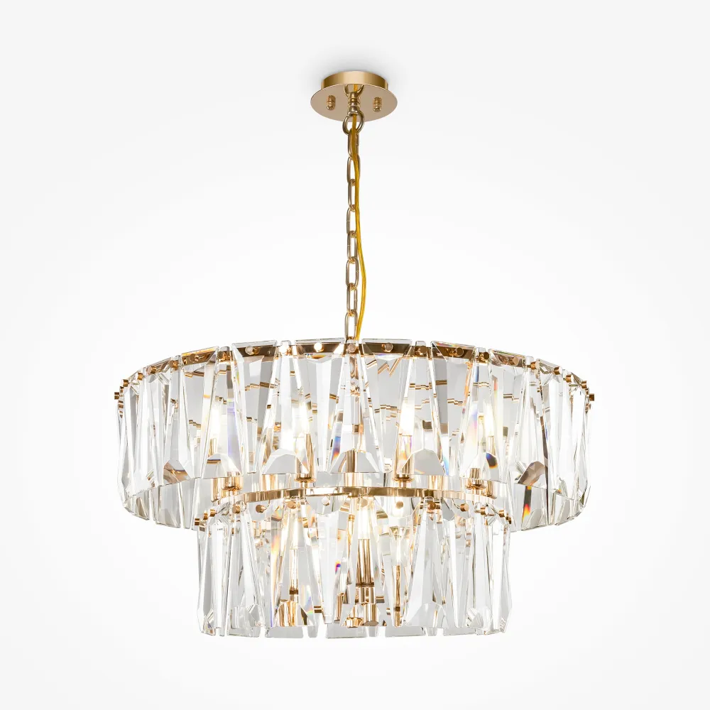 Gold Crystal Chandelier MOD043PL-12G | Luxury Pendant Light