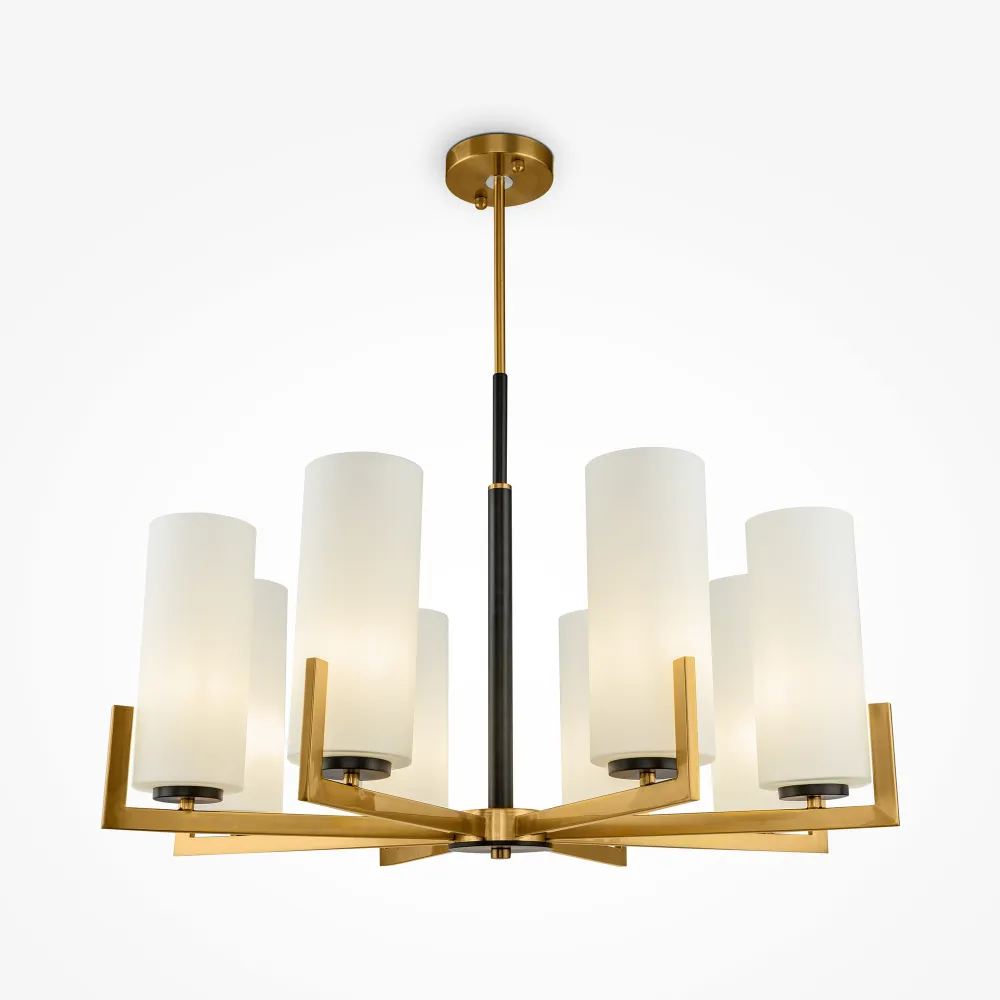 MOD089PL-08BS Black & Brass Chandelier | Modern Pendant Light