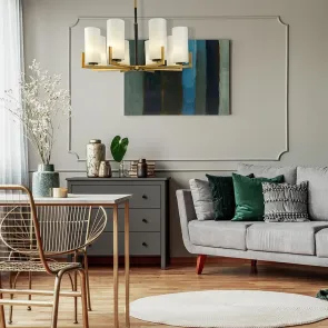 MOD089PL-08BS Black & Brass Chandelier | Modern Pendant Light
