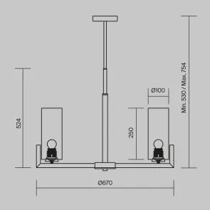 Lestenec MOD089PL-06BS črna in medeninasta | Moderna viseča svetilka