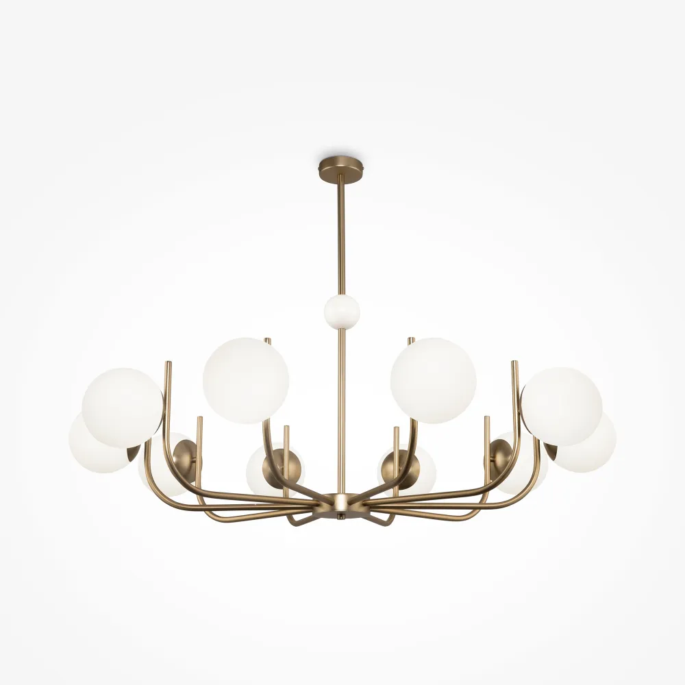 Lestenec MOD109PL-10BS medenina in belo steklo | Moderna svetilka