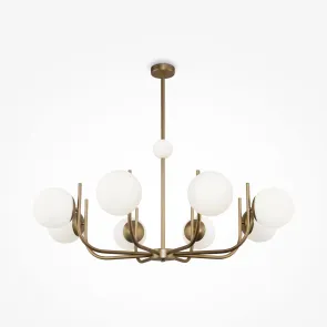 MOD109PL-08BS Brass Pendant Light with White Glass | Modern Chandelier