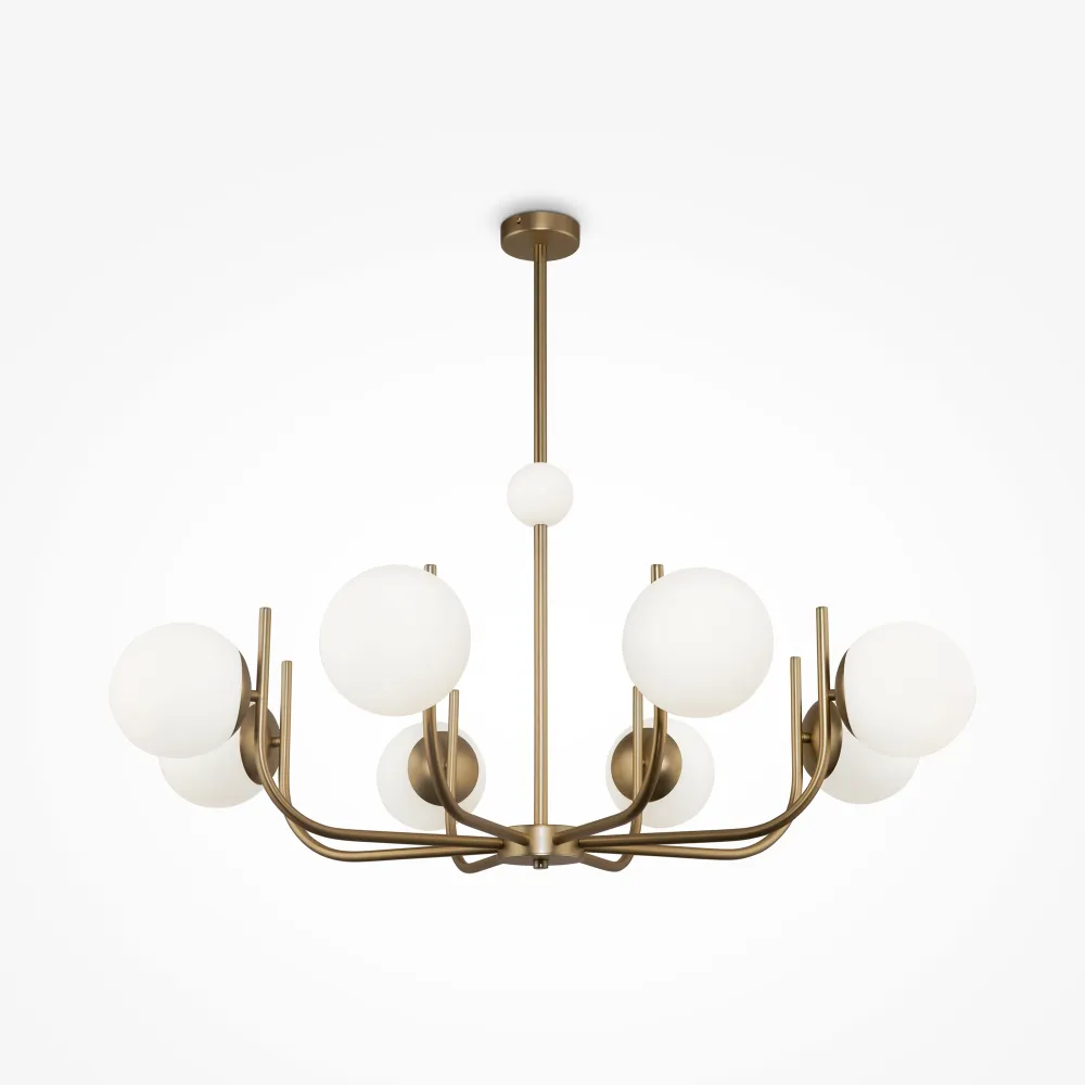 Brass Chandelier MOD109PL-08BS with White Glass | Modern Chandelier