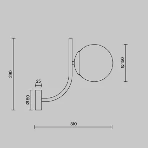MOD109WL-01BS Brass Wall Light with White Glass | Modern Wall Lamp