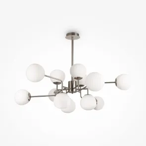 Nickel Chandelier MOD221-PL-12-N with White Shades