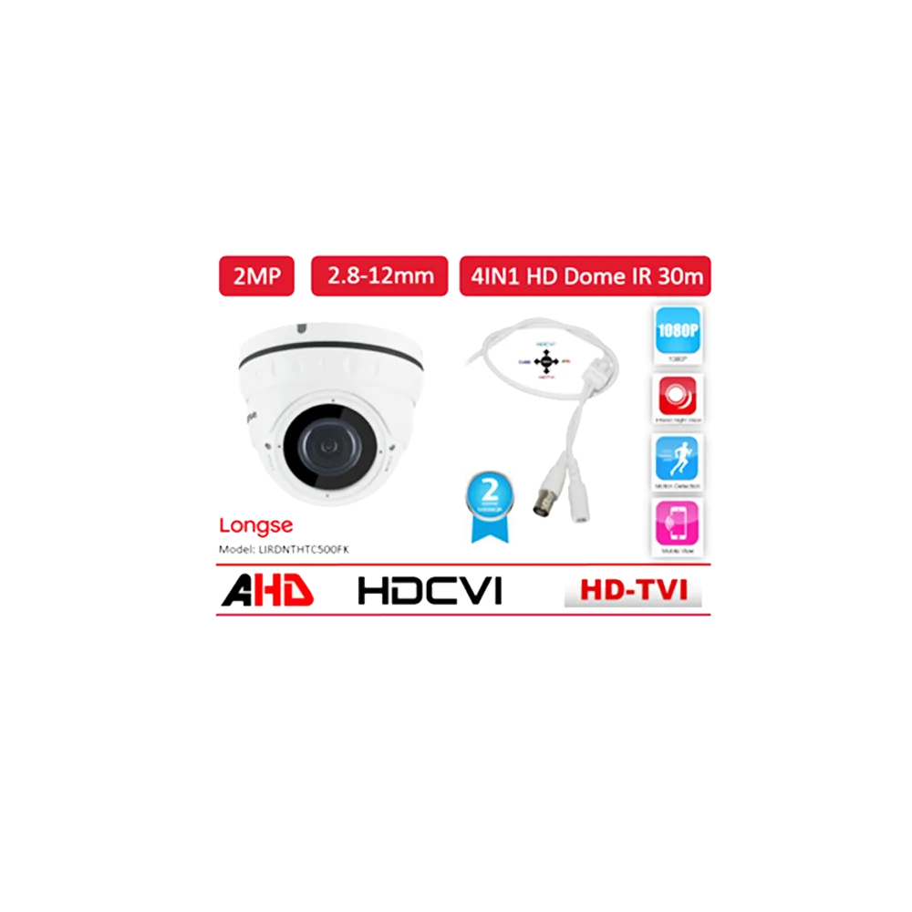 LONGSE AHD Dome Camera 5.0mpx 3.6mm IR 20m Metal - LIRDBAHTC500FK