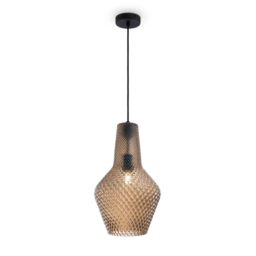 Pendant Light P047PL-01B Smoked Glass Loft Style