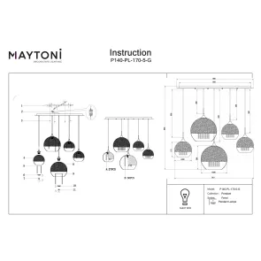 Pendant Light P140-PL-170-5-G for Dining Room Lighting