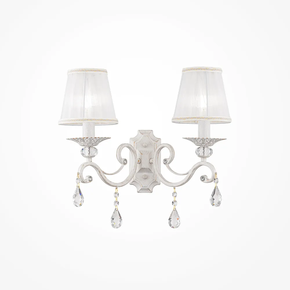 Wall Light ARM247-02-G with Fabric Shades & Crystals
