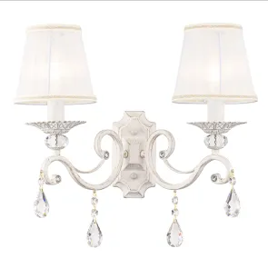 Wall Light ARM247-02-G with Fabric Shades & Crystals