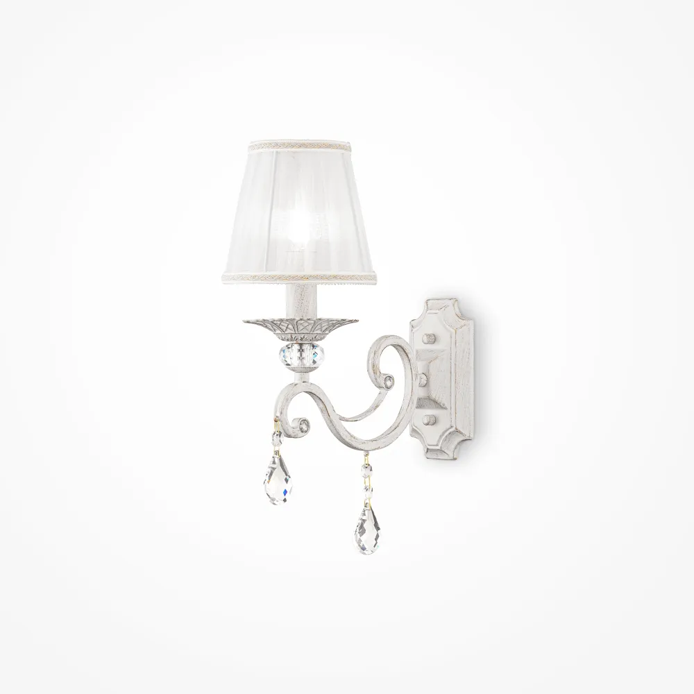 Wall Light ARM247-01-G with Fabric Shade & Crystals