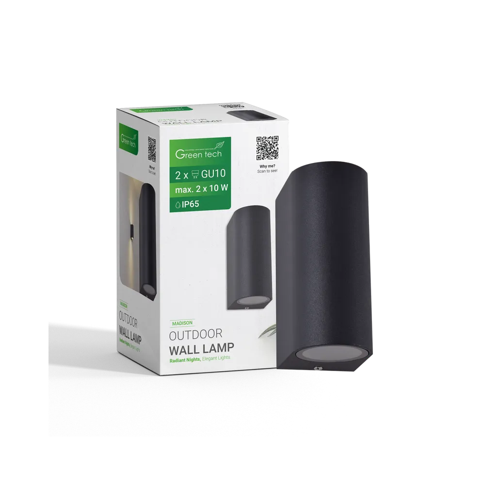 GREEN TECH Zunanja zidna svetilka Green Tech GU10 x 2, IP65 - MADISON