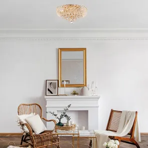 Gold Crystal Ceiling Light DIA120-09-G