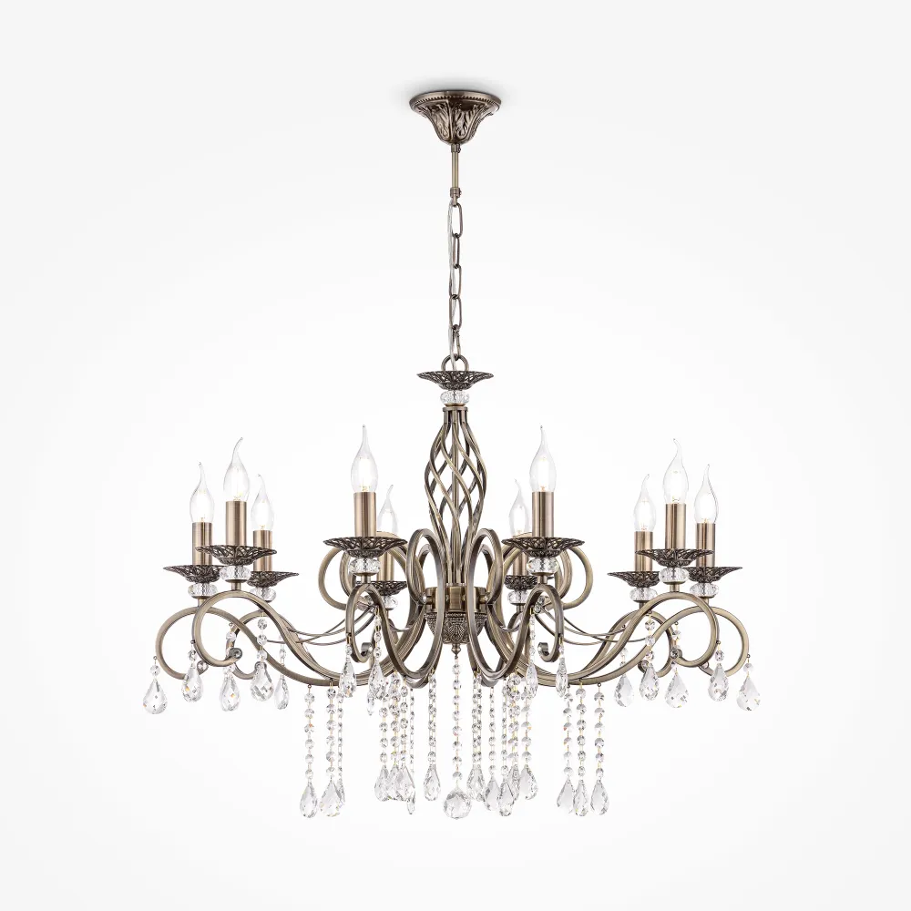 Classic Chandelier RC247-PL-10-R with Crystal Pendants