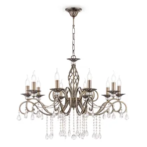 Classic Chandelier RC247-PL-10-R with Crystal Pendants