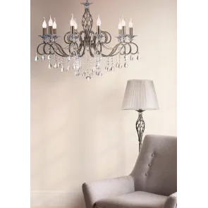 Classic Chandelier RC247-PL-10-R with Crystal Pendants