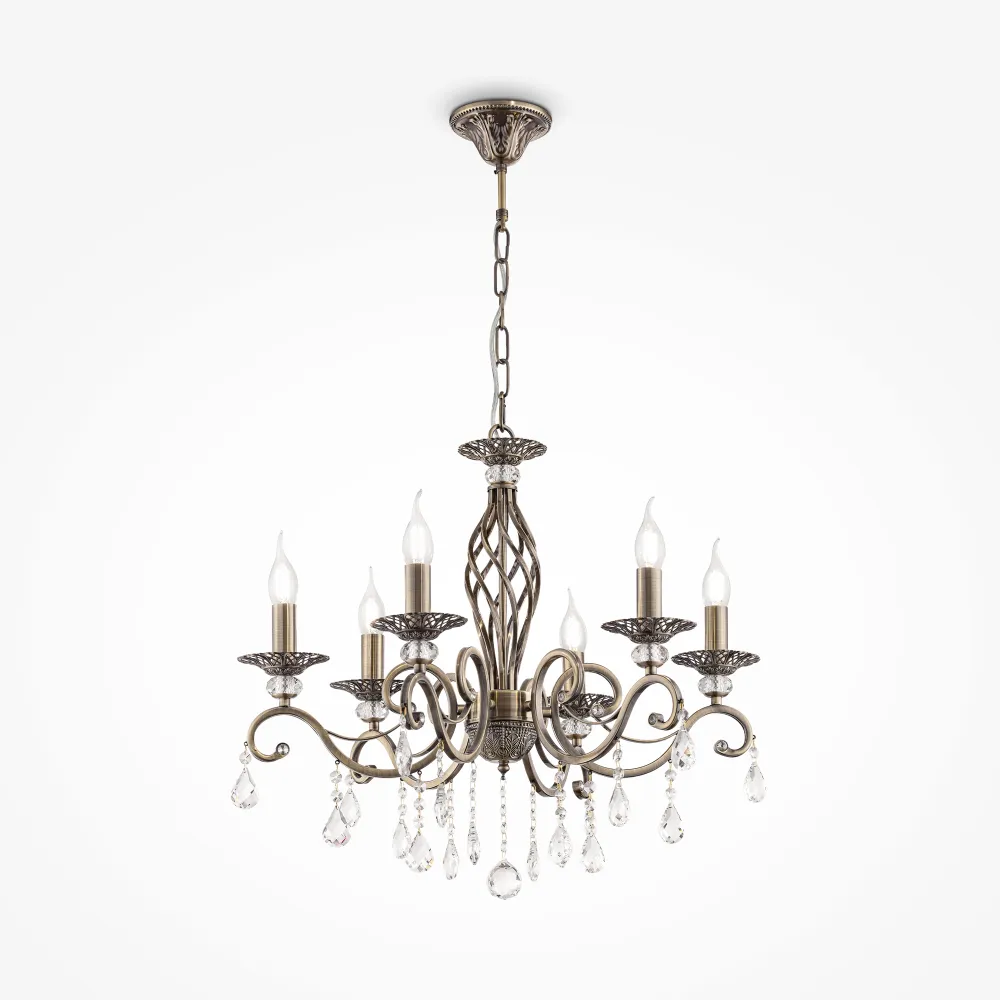 Classic Chandelier RC247-PL-06-R with Crystal Pendants