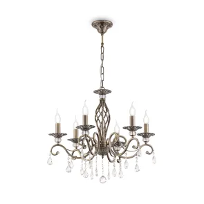 Classic Chandelier RC247-PL-06-R with Crystal Pendants