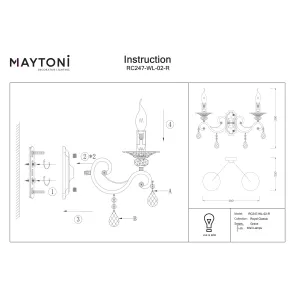 Classic Wall Lamp RC247-WL-02-R with Crystal Pendants