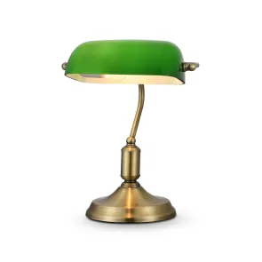 Banker Table Lamp Z153-TL-01-BS Green Glass Brass
