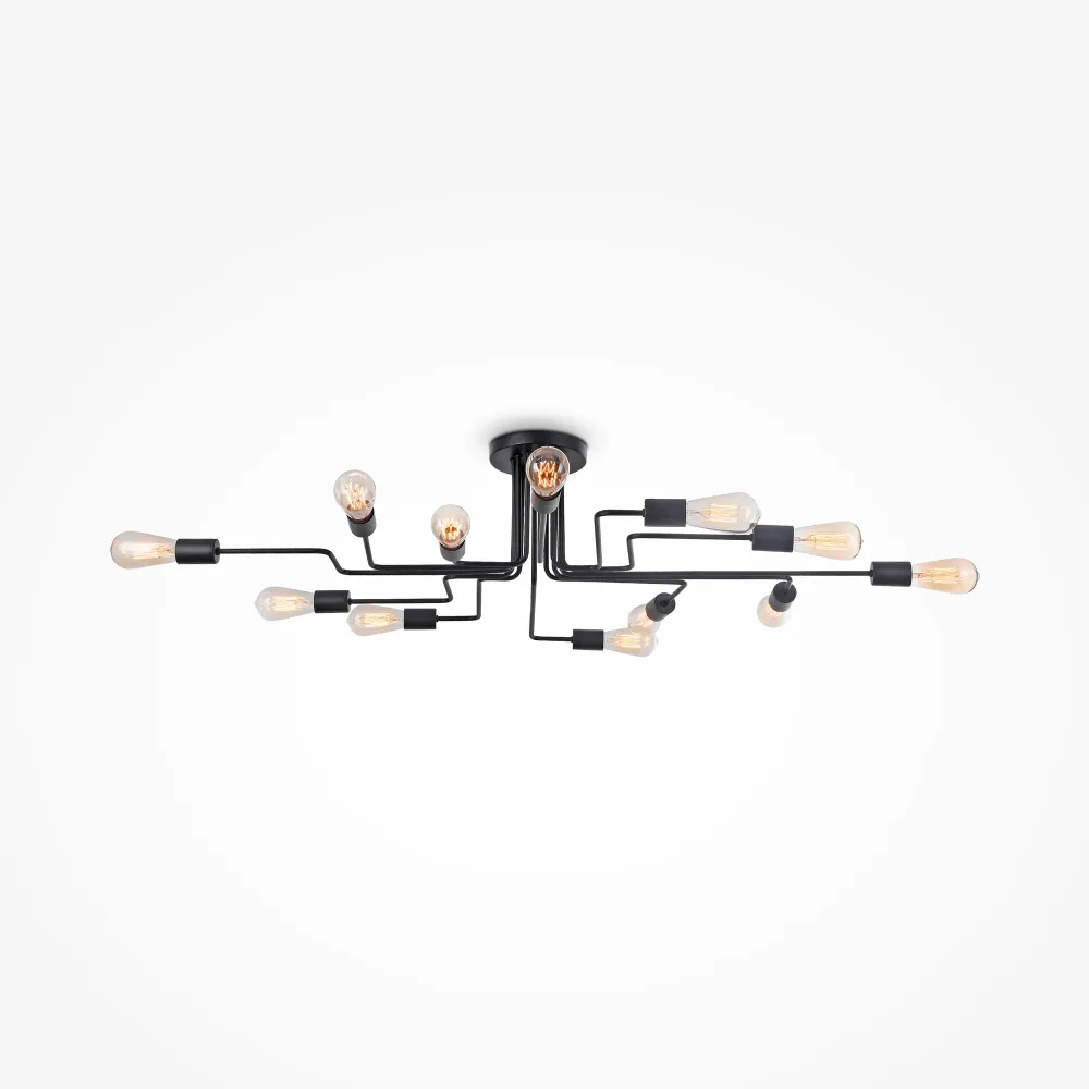 Loft Chandelier T532CL-12B Black Industrial Style