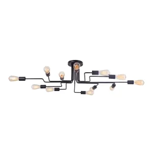 Loft Chandelier T532CL-12B Black Industrial Style