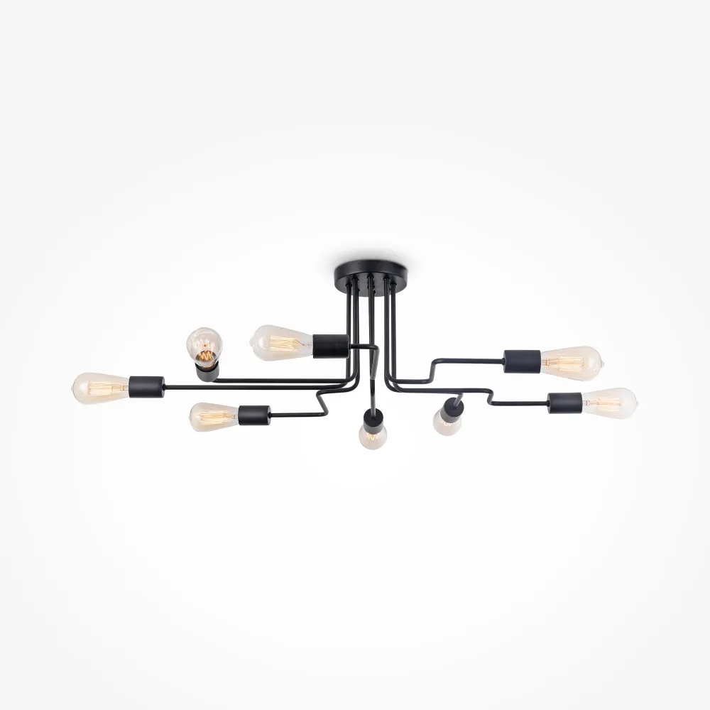 Loft Chandelier T532CL-08B Black Industrial Style